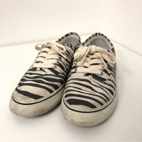 RE/DONE 70s Low Top Skate Canvas Zebra Print Sneakers Size EU 37 - Picture 9 of 9